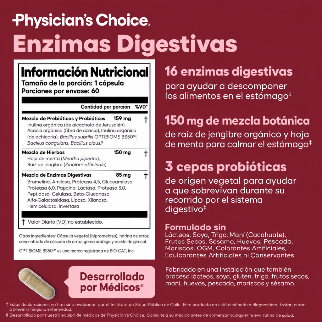 Physician's Choice | Enzimas Digestivas con Probióticos y Prebióticos