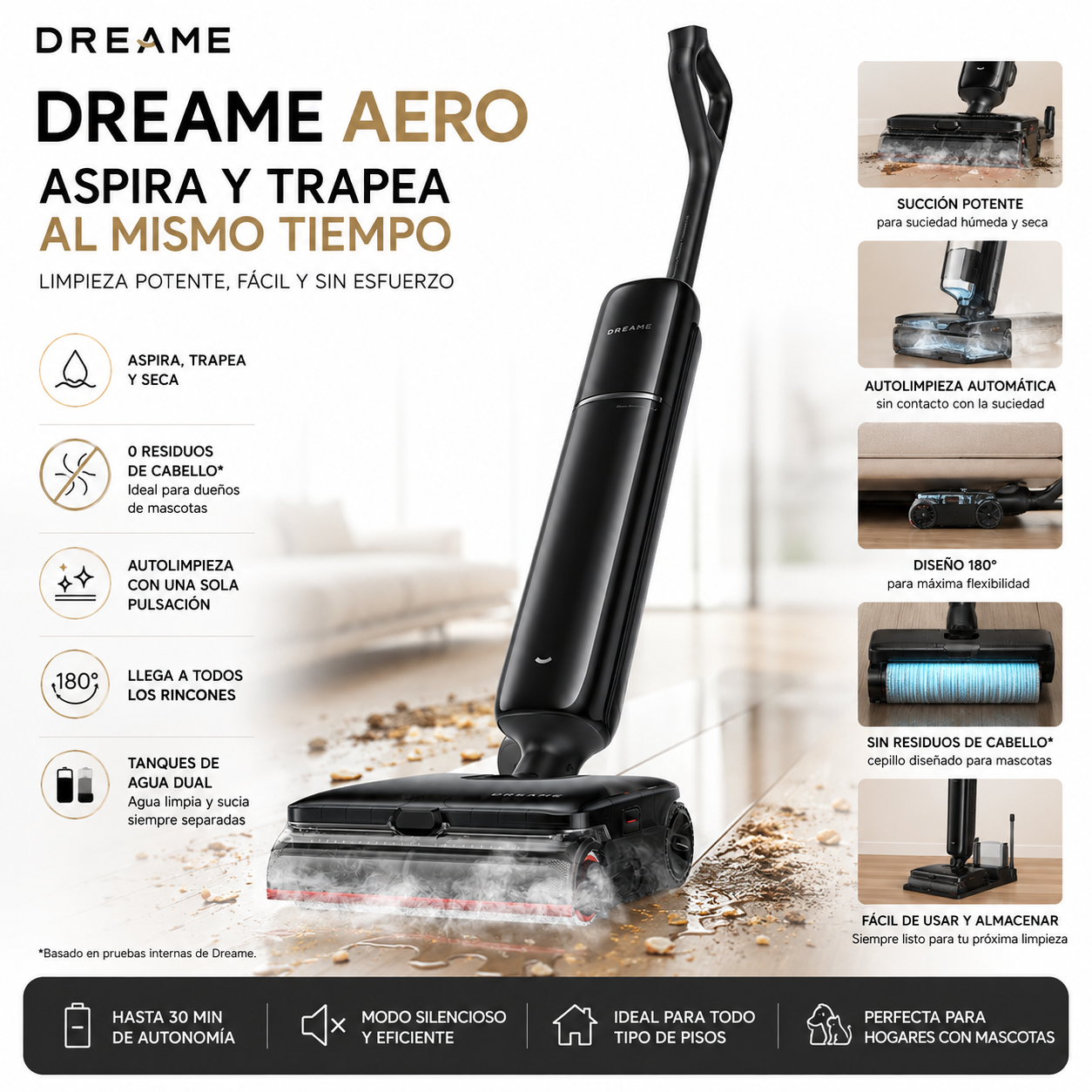 Aspiradora Dreame Aero 2 en 1 | Aspira y Trapea al Mismo Tiempo