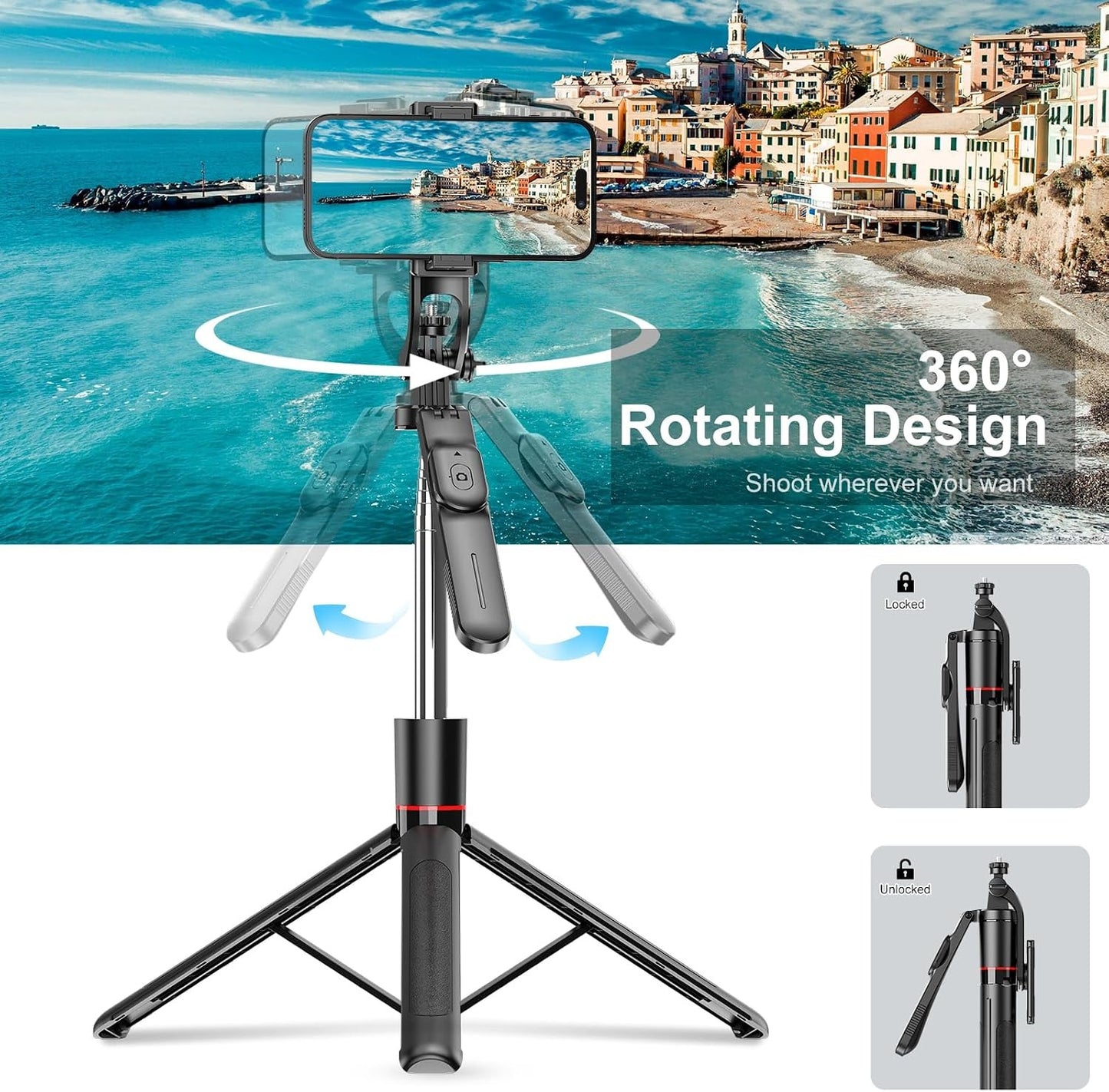 Trípode 3 en 1 para Celular con Control Remoto y Altura Ajustable