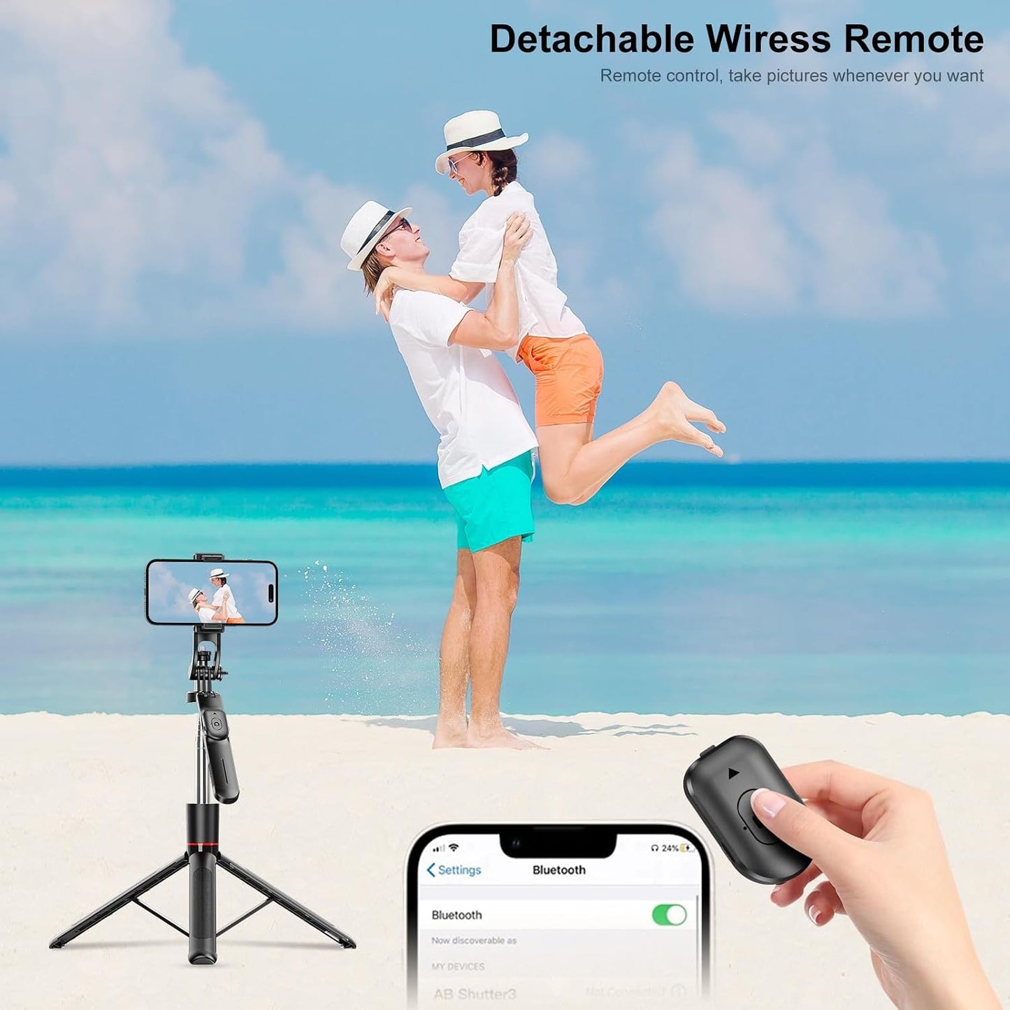 Trípode 3 en 1 para Celular con Control Remoto y Altura Ajustable