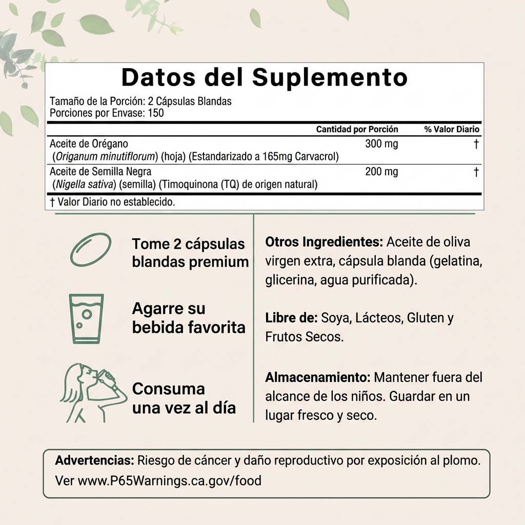 Aceite de Orégano + Semilla Negra | Defensas y Equilibrio Intestinal