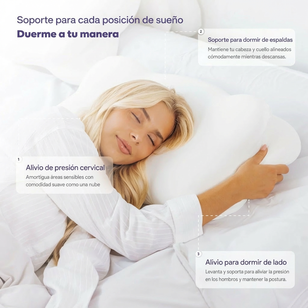 COMPRE 1 LLEVA 4 – Almohada Cervical Ergonómica con Memory Foam y Funda Refrescante | Máximo Confort para Dormir Mejor