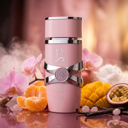 Perfume Lattafa Yara con orquídea, mandarina, frutas tropicales y vainilla
